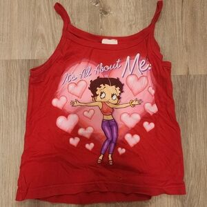 Red Betty Boop Tank Top with Cartoon Print